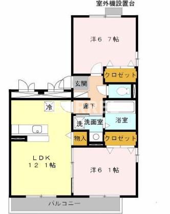 アメニティーコート西泉丘(2LDK/2階)の間取り写真
