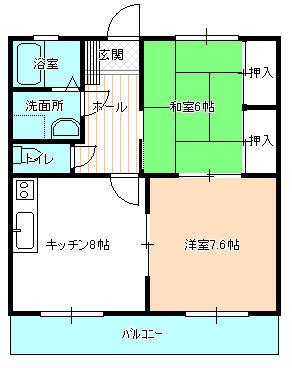 PAXTU HILL(2DK/4階)の間取り写真