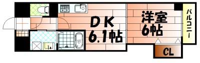 THE SQUARE SUITE RESIDENCE ザ スクエア(1DK/2階)の間取り写真