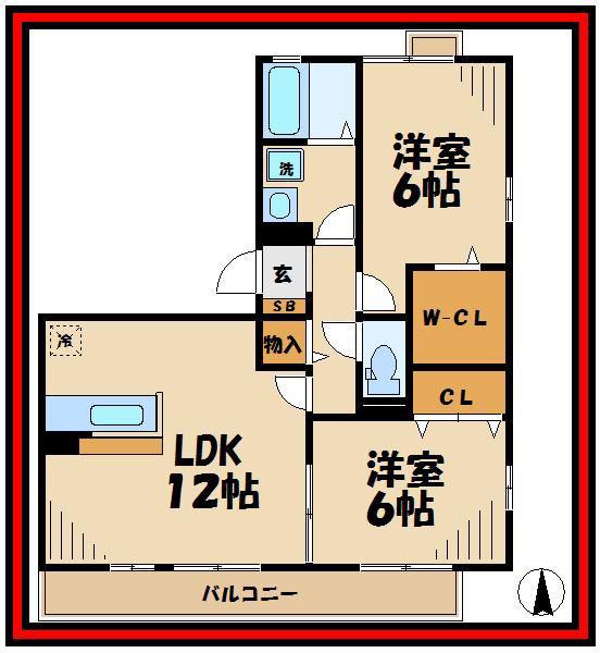 ソフィア(2LDK/2階)の間取り写真