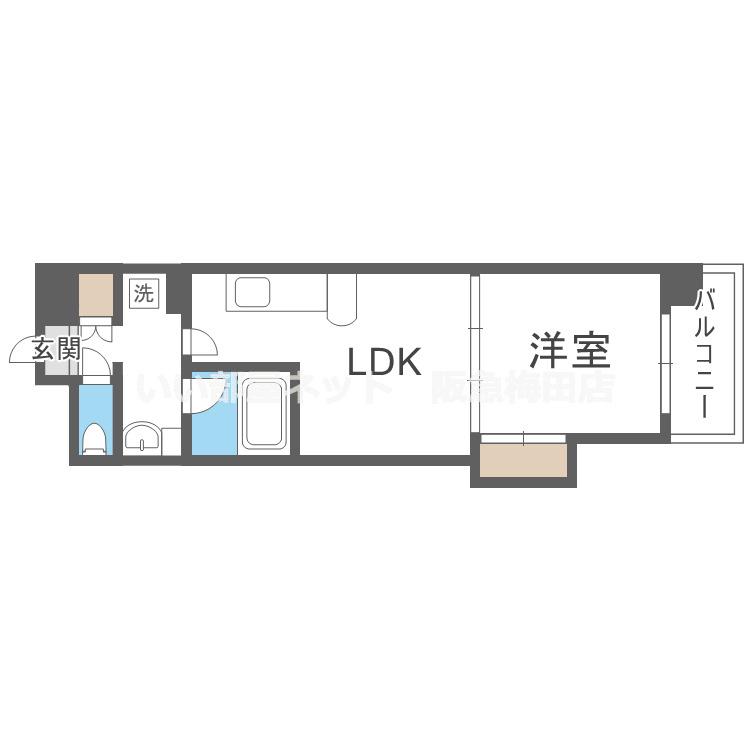 マスターズレジデンス道頓堀II(1LDK/5階)の間取り写真