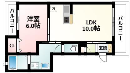 インフィニティ北川口(1LDK/3階)の間取り写真