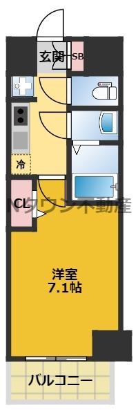 プレサンス久屋大通公園セラフィ(1K/9階)の間取り写真