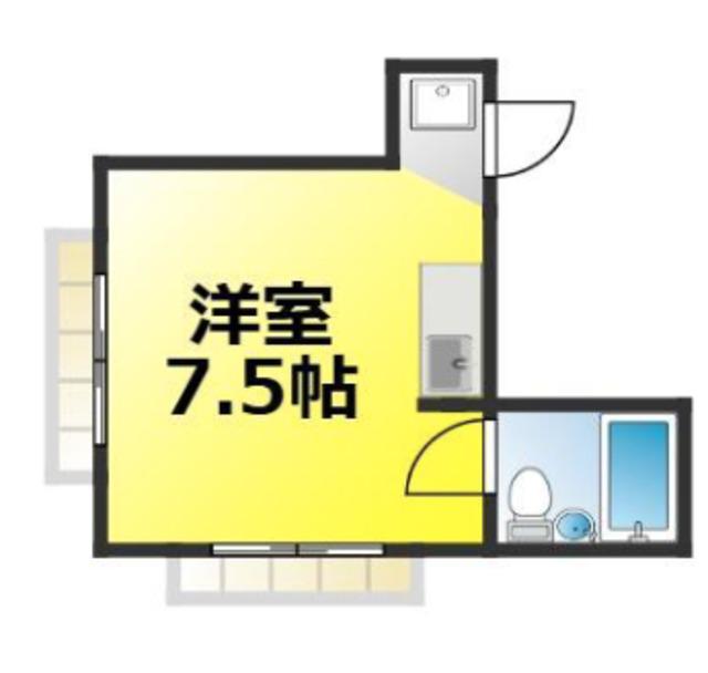 山一荘(ワンルーム/2階)の間取り写真