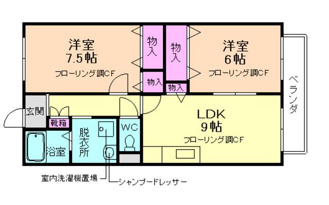 クレアール五月山(2DK/1階)の間取り写真