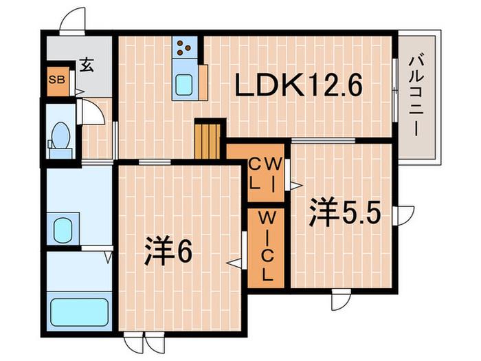 グラン シャルムローズ(2LDK/2階)の間取り写真