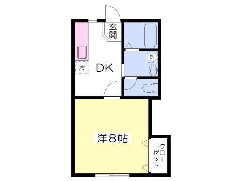 ブランドール高峯弐号館(1DK/2階)の間取り写真