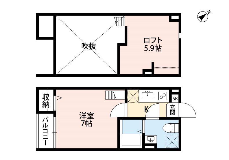 WISTARIA 加美南(1K/1階)の間取り写真