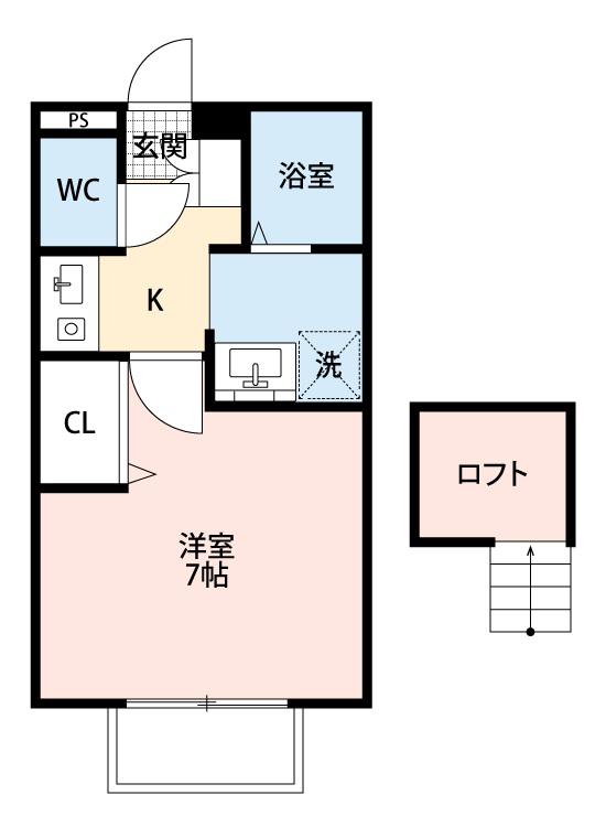 セジュールつるみ(1K/2階)の間取り写真