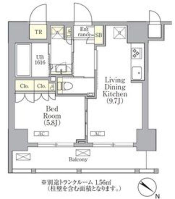ORSUS 三ノ輪(1LDK/6階)の間取り写真