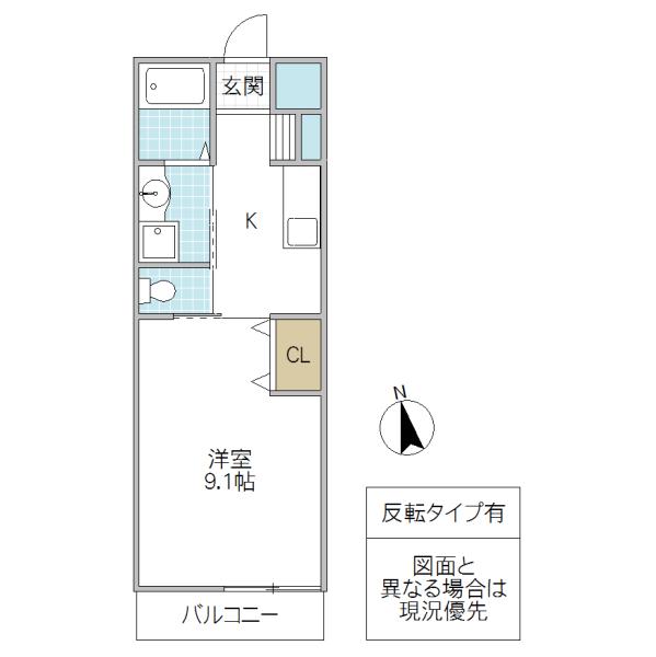 フォレストつくば(1K/1階)の間取り写真