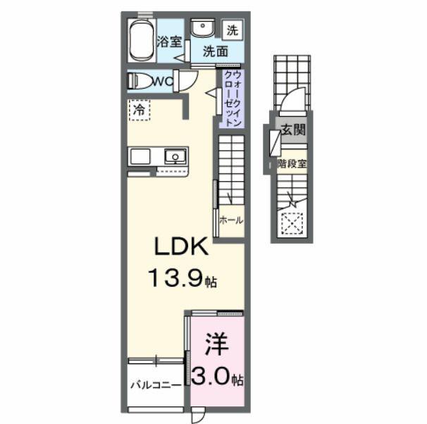 エターナル ヴィレッジII(1LDK/2階)の間取り写真