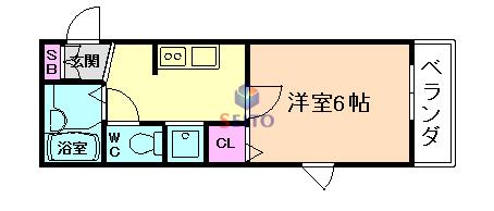 コモドフラッツ(1K/2階)の間取り写真