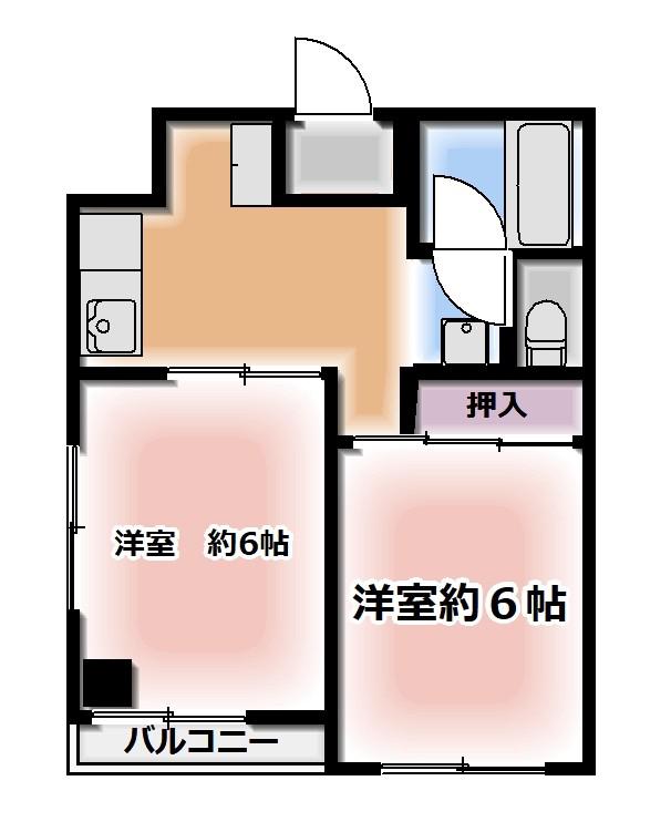みきハウス(2DK/3階)の間取り写真