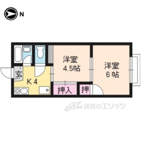 竹殿ハイツ(2K/1階)の間取り写真