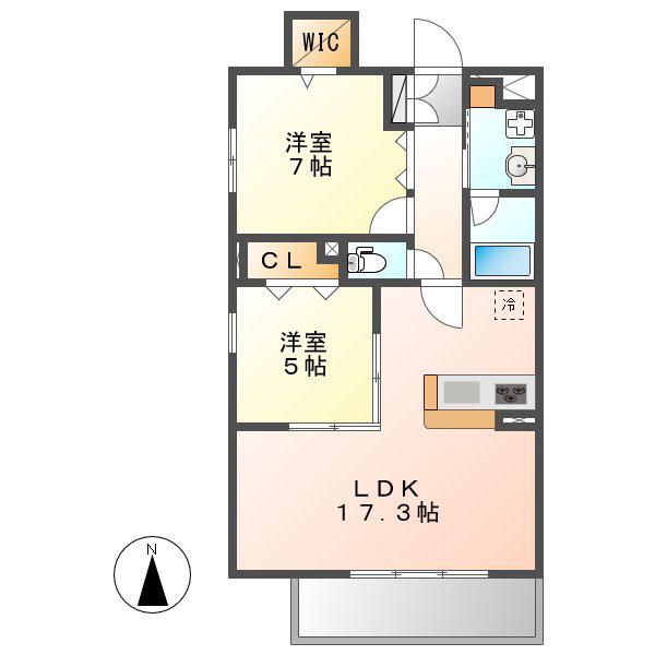 アインスベルグ(2LDK/5階)の間取り写真