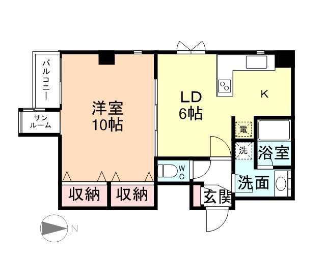 センチュリーハイツ奥田(1LDK/4階)の間取り写真