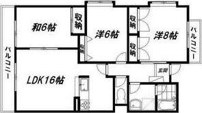 レリブ富塚(3LDK/5階)の間取り写真