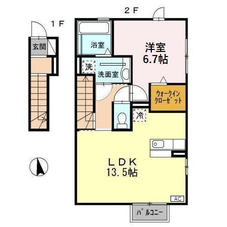 マーベラスMSIII(1LDK/2階)の間取り写真