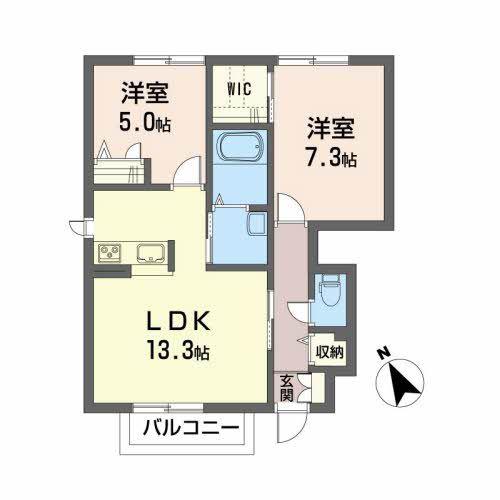 アトリエールA(2LDK/1階)の間取り写真