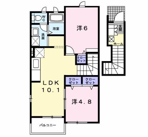 ノエル参番館(2LDK/2階)の間取り写真