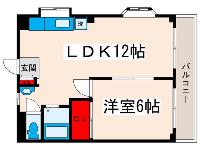 アーバンハイツ扇(1LDK/2階)の間取り写真