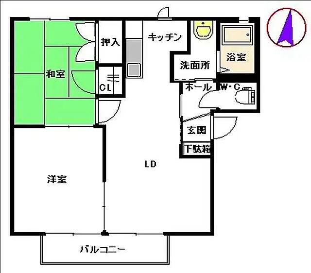 ディアス田上 (2LDK/1階)の間取り写真