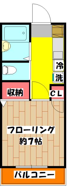 メゾンM(1K/2階)の間取り写真