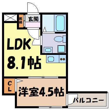 ソリッド春岡(1LDK/1階)の間取り写真