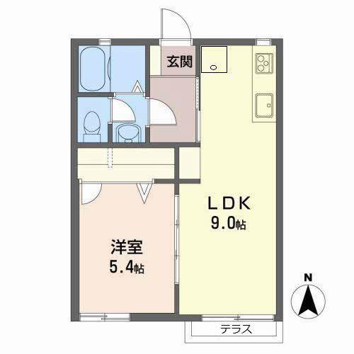 シャンブル蛍ヶ池(1LDK/1階)の間取り写真