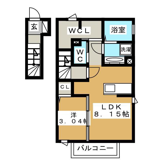グランツ(1LDK/2階)の間取り写真