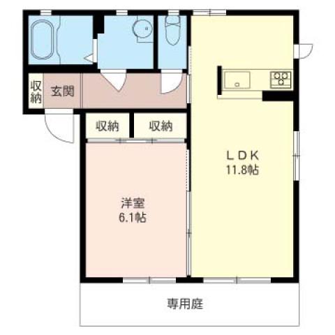 グレース弐番館(1LDK/1階)の間取り写真