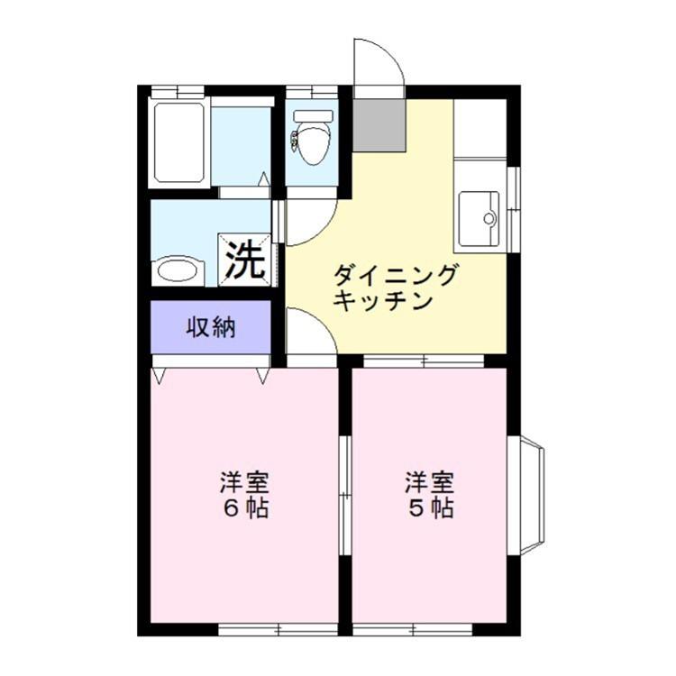 コーポリバーサイドインI(2DK/1階)の間取り写真