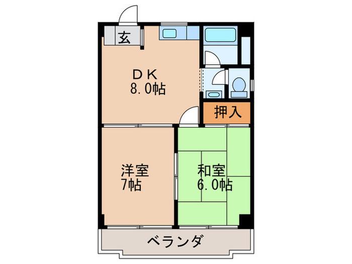 サンシャイン三津屋(2DK/3階)の間取り写真