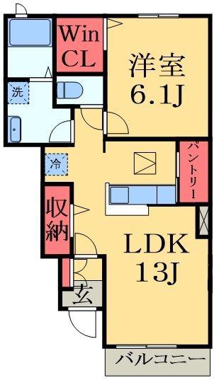 エアリーV(1LDK/1階)の間取り写真