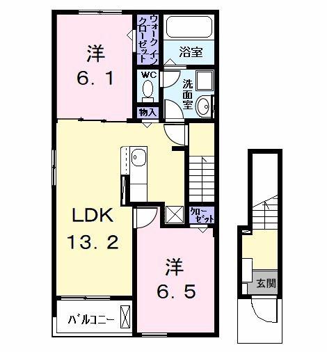 ルチェンテII(2LDK/2階)の間取り写真
