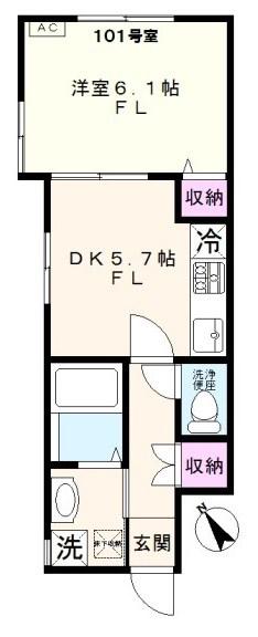 チャルテ湯島(2DK/1階)の間取り写真
