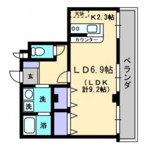 メゾンSEI(1K/6階)の間取り写真