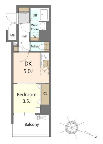 S-RESIDENCE横濱吉野町BURGEON(1DK/5階)の間取り写真