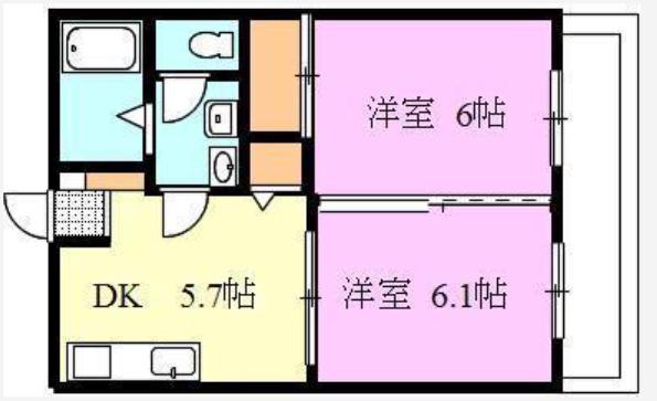 ネスティア太田(2DK/1階)の間取り写真