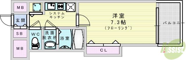LUXE新大阪サウス(1K/4階)の間取り写真