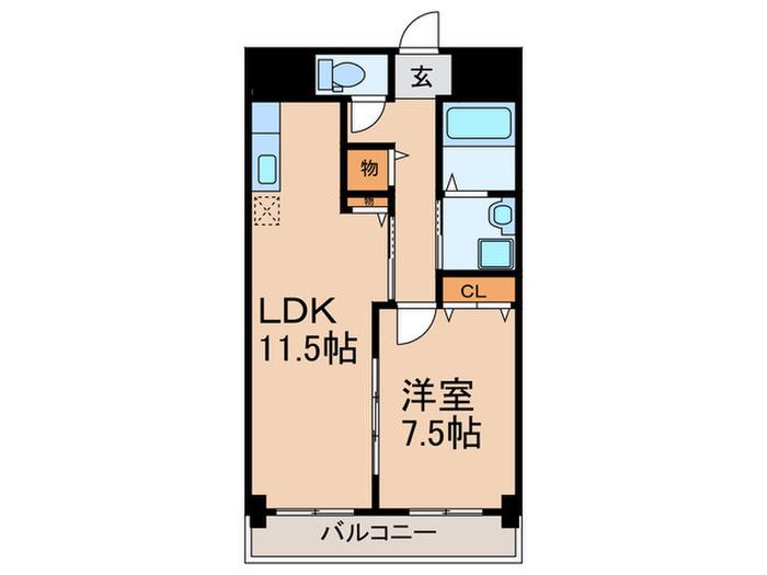 西舞子壱番館(1LDK/1階)の間取り写真