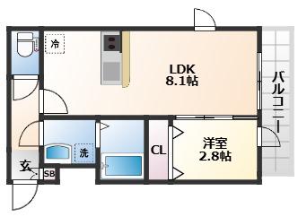 エクシリア泉中央(1LDK/3階)の間取り写真