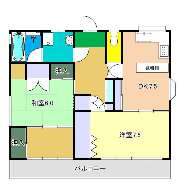 比島メゾンドプチパン(2DK/2階)の間取り写真