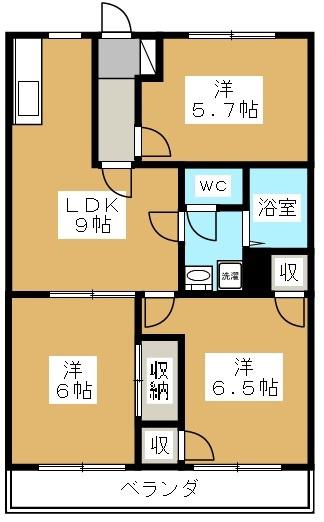 グリーンマンション(3LDK/4階)の間取り写真