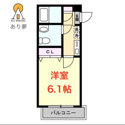 ハイム山本(1K/1階)の間取り写真
