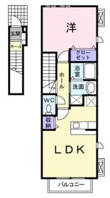 サラブレッドI(1LDK/2階)の間取り写真