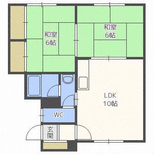 マンション昇竜(2LDK/2階)の間取り写真
