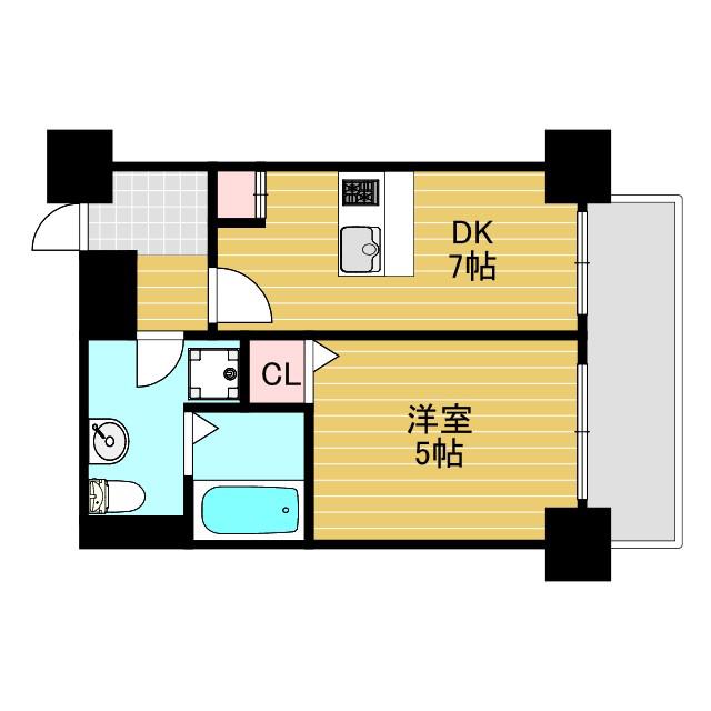 プランドール上新庄(1DK/6階)の間取り写真