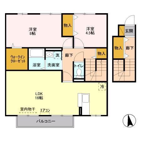 メイユール マチハタ(2LDK/2階)の間取り写真